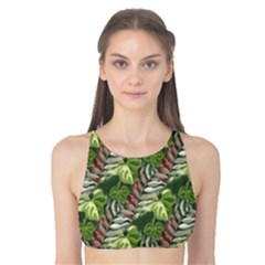 Leaves Seamless Pattern Design Tank Bikini Top by Simbadda