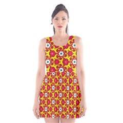 Pattern Colorful Modern Color Scoop Neck Skater Dress by Simbadda