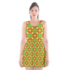 Pattern Texture Christmas Colors Scoop Neck Skater Dress by Simbadda