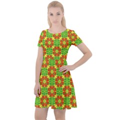 Pattern Texture Christmas Colors Cap Sleeve Velour Dress  by Simbadda