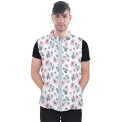 Watercolor Roses Lace Background Men s Puffer Vest by Simbadda