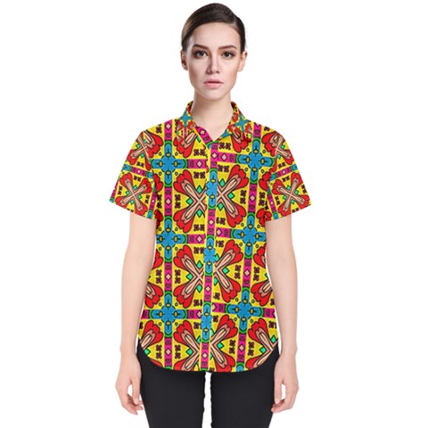 Seamless Pattern Tile Tileable Women s Short Sleeve Shirt by Simbadda