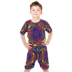 Kaleidoscope Pattern Ornament Kids  Tee And Shorts Set by Simbadda