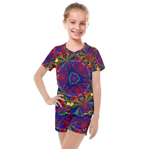 Kaleidoscope Pattern Ornament Kids  Mesh Tee And Shorts Set by Simbadda