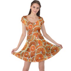 Oranges Background Texture Pattern Cap Sleeve Dress by Simbadda