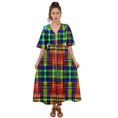 Plaid 6 Kimono Sleeve Boho Dress by ArtworkByPatrick