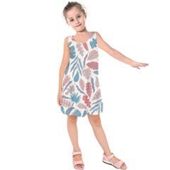 Leaves Art Pattern Kids  Sleeveless Dress by Vaneshart