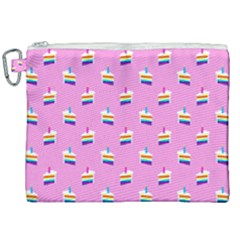 Rainbow Birthday Cake Pattern2 Canvas Cosmetic Bag (xxl) by bloomingvinedesign