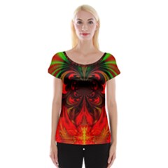 Digital Arts Fractals Futuristic Cap Sleeve Top by Wegoenart