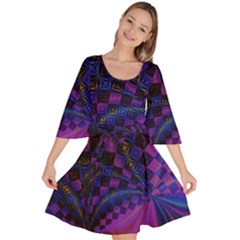 Background Silky Geometric Fractal Velour Kimono Dress by Wegoenart