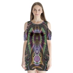 Digital Art Fractal Artwork Shoulder Cutout Velvet One Piece by Wegoenart