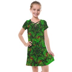 Art Artwork Fractal Digital Art  Green Kids  Cross Web Dress by Wegoenart