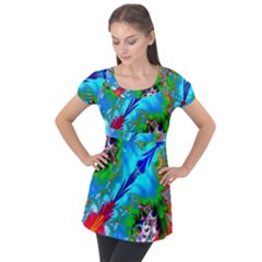 Abstract Art Art Design Modern Art Puff Sleeve Tunic Top by Wegoenart