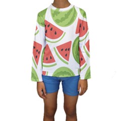 Watermelon Juice Auglis Clip Art Watermelon Kids  Long Sleeve Swimwear by Vaneshart