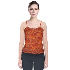 Heart Orange Texture Many Velvet Spaghetti Strap Top by Vaneshart