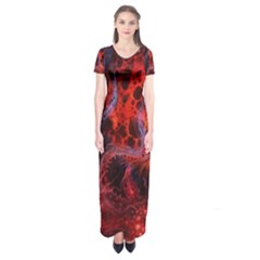 Art Space Abstract Red Line Short Sleeve Maxi Dress by Vaneshart