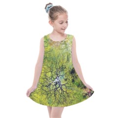 Abstract Spots Lines Green Kids  Summer Dress by Vaneshart