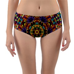 Geometric Pattern Kaleidoscope Art Mirror Image Mosaic Reversible Mid-waist Bikini Bottoms by Vaneshart