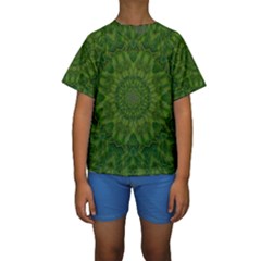 Fauna Nature Ornate Leaf Kids  Short Sleeve Swimwear by pepitasart