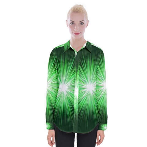 Green Blast Background Womens Long Sleeve Shirt by Mariart