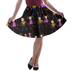 Seamless Tile Background A-line Skater Skirt by Vaneshart