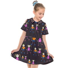 Seamless Tile Background Kids  Short Sleeve Shirt Dress by Vaneshart