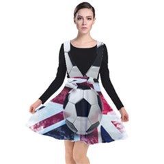 Soccer Ball With Great Britain Flag Plunge Pinafore Dress by Vaneshart