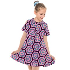 Background Pattern Tile Flower Kids  Short Sleeve Shirt Dress by Vaneshart