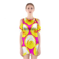 Pop Art Tennis Balls Shoulder Cutout One Piece Dress by essentialimage