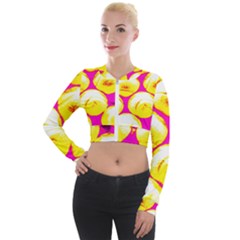 Pop Art Tennis Balls Long Sleeve Cropped Velvet Jacket by essentialimage