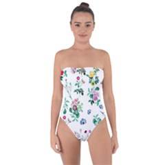 Leaves Green Aop Tie Back One Piece Swimsuit by Vaneshart