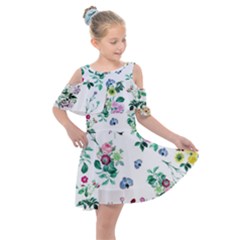 Leaves Green Aop Kids  Shoulder Cutout Chiffon Dress by Vaneshart