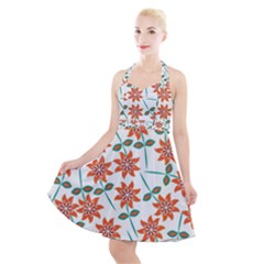 Vector Flower Floral Halter Party Swing Dress  by Vaneshart