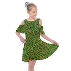 Background Abstract Green Kids  Shoulder Cutout Chiffon Dress by Vaneshart