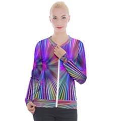 Rays Colorful Laser Ray Light Casual Zip Up Jacket by Bajindul