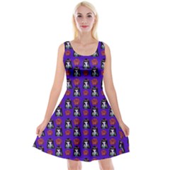 Girl Flower Pattern Royal Blue Reversible Velvet Sleeveless Dress by snowwhitegirl