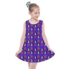 Girl Flower Pattern Royal Blue Kids  Summer Dress by snowwhitegirl