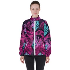 Leaves Women s High Neck Windbreaker by Sobalvarro