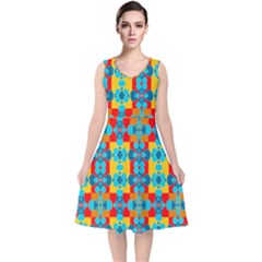 Pop Art  V-neck Midi Sleeveless Dress  by Sobalvarro