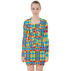 Pop Art  V-neck Bodycon Long Sleeve Dress by Sobalvarro