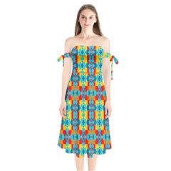 Pop Art  Shoulder Tie Bardot Midi Dress by Sobalvarro