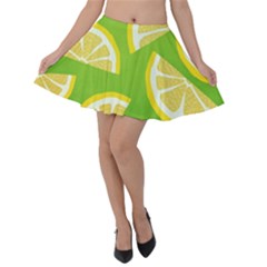 Lemon Fruit Healthy Fruits Food Velvet Skater Skirt by Wegoenart