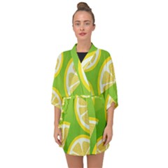 Lemon Fruit Healthy Fruits Food Half Sleeve Chiffon Kimono by Wegoenart