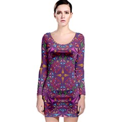 Kaleidoscope  Long Sleeve Bodycon Dress by Sobalvarro