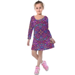 Kaleidoscope  Kids  Long Sleeve Velvet Dress by Sobalvarro