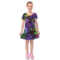 Leaves  Kids  Short Sleeve Velvet Dress by Sobalvarro