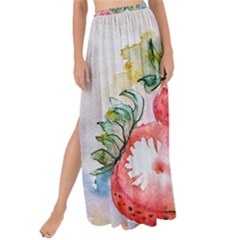 Strawberry Watercolor Figure Maxi Chiffon Tie-up Sarong by Wegoenart