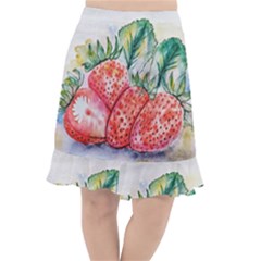 Strawberry Watercolor Figure Fishtail Chiffon Skirt by Wegoenart