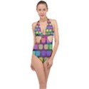 Pattern  Halter Front Plunge Swimsuit View1