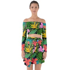 Tropical Greens Off Shoulder Top With Skirt Set by Sobalvarro